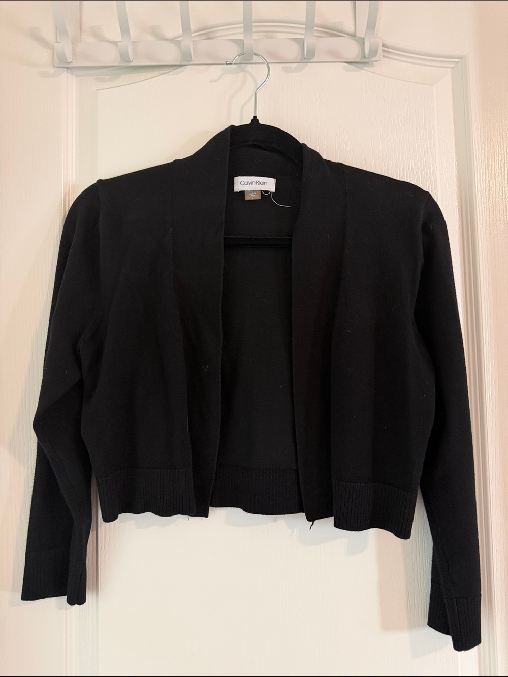 Calvin Klein Black Cropped Open-Front Cardigan